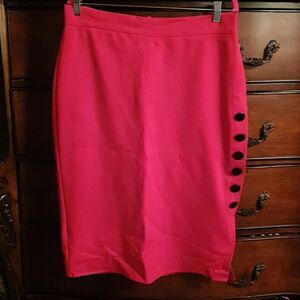 Ladies Plus Button Side Down Midi Skirt